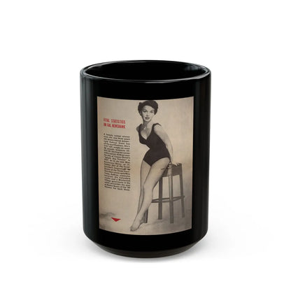 Kathryn Grant #88 - Pages 32 & 33 Featuring, 1 B&W Centerfold Photo & Caption from People Today Pocket Mag. 12-15-54 (Vintage Female Icon) Black Coffee Mug-15oz-Go Mug Yourself