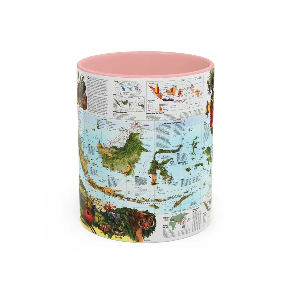 Indonesia 2 (1996) (Map) Accent Coffee Mug-11oz-Pink-Go Mug Yourself