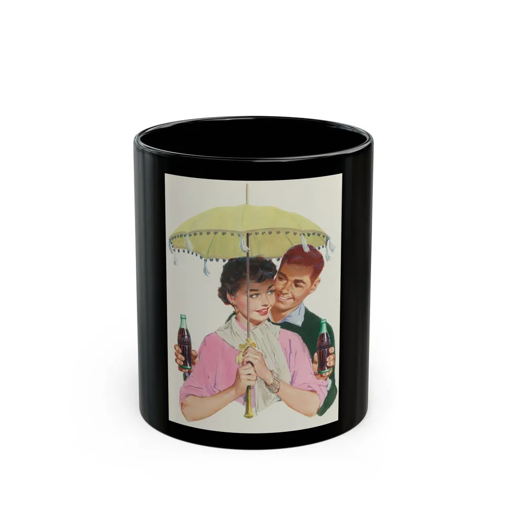 Couple under Parasol, Coca Cola advertisement, circa 1950s - Black Coffee Mug-11oz-Go Mug Yourself