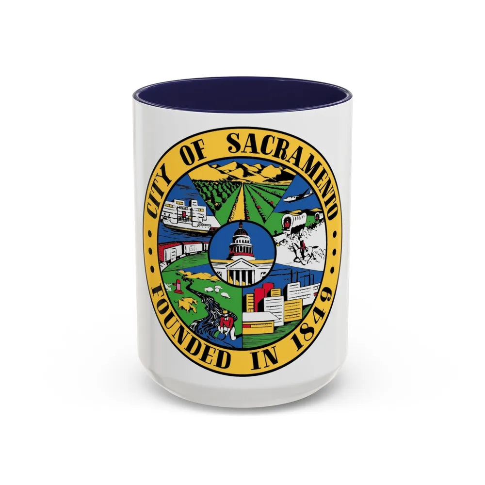 Seal of Sacramento California - Accent Coffee Mug-15oz-Navy-Go Mug Yourself