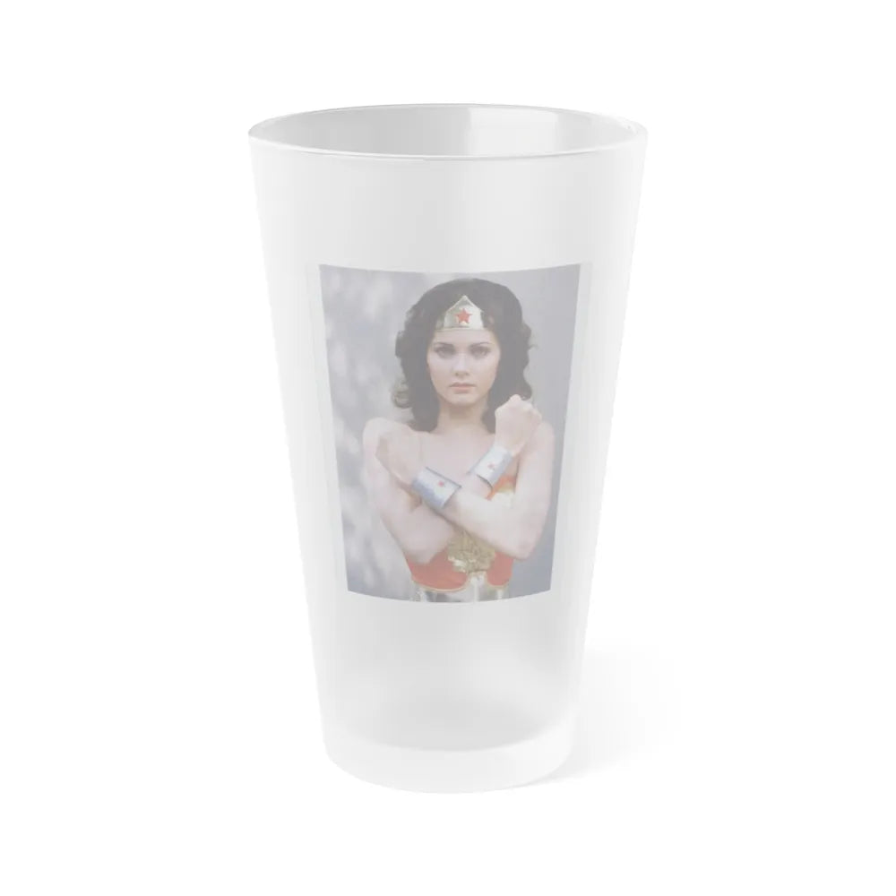 Lynda Carter #230 - Wonder Woman Photo (Vintage Female Icon) Frosted Pint 16oz-16oz-Frosted-Go Mug Yourself