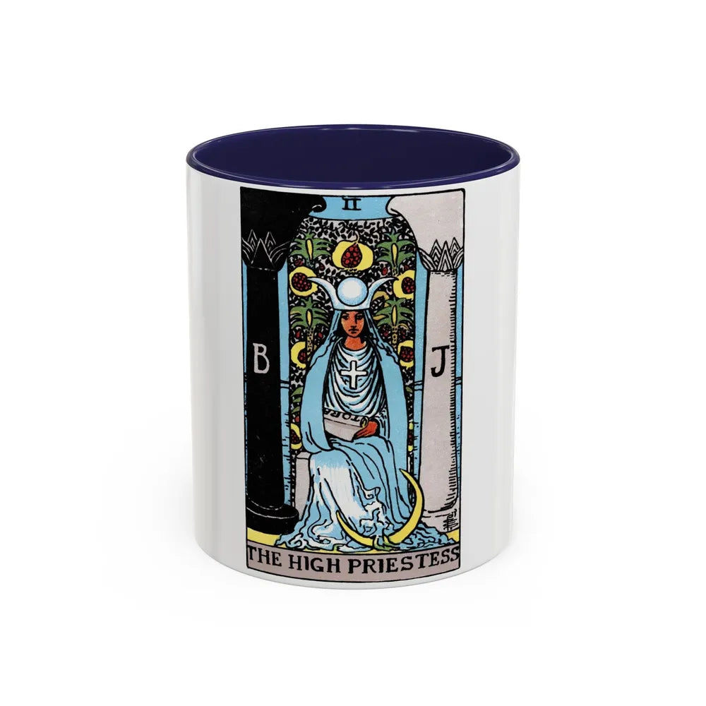 The High Priestess (Tarot Card) Accent Coffee Mug-11oz-Navy-Go Mug Yourself