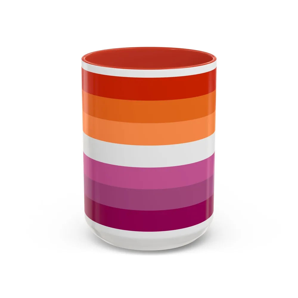 Lesbian 2 Pride Flag - Accent Coffee Mug-15oz-Red-Go Mug Yourself