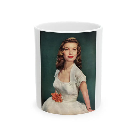 Peggy Dow #70 - 8x10 Color Early 50's Glamour Photo on Magazine Page (Vintage Female Icon) White Coffee Mug-11oz-Go Mug Yourself