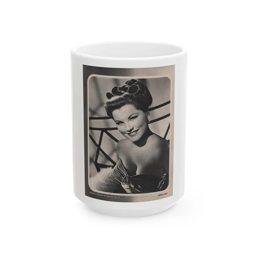 Debra Paget #524 - 1 B&W Glamour Promo Photo on Magazine Page Circa 50's (Vintage Female Icon) White Coffee Mug-15oz-Go Mug Yourself