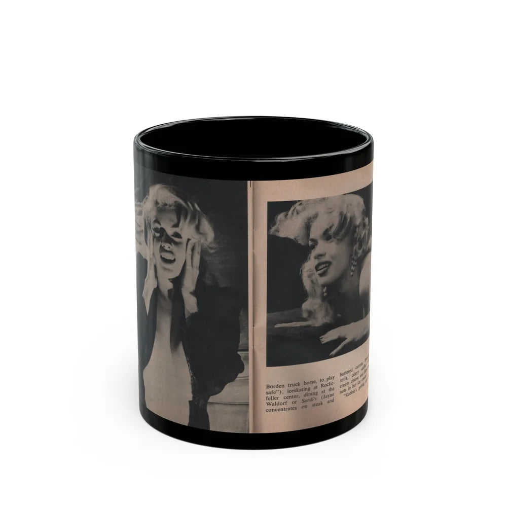 Jayne Mansfield #310 - JAYNE Pocket Magazine Pages 64 & 65 (Vintage Female Icon) Black Coffee Mug-11oz-Go Mug Yourself