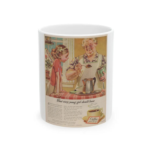 Coffee advertisement, 1941 (1) - White Coffee Mug-11oz-Go Mug Yourself