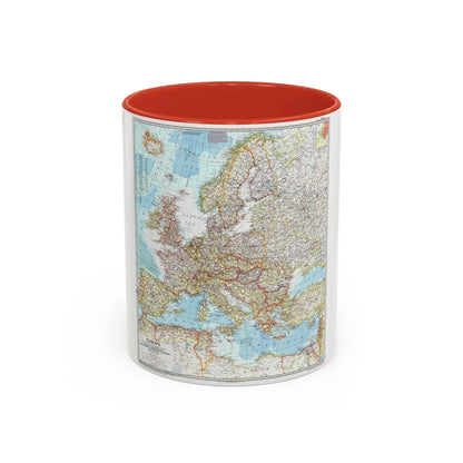 Europe (1957) (Map) Accent Coffee Mug-11oz-Red-Go Mug Yourself