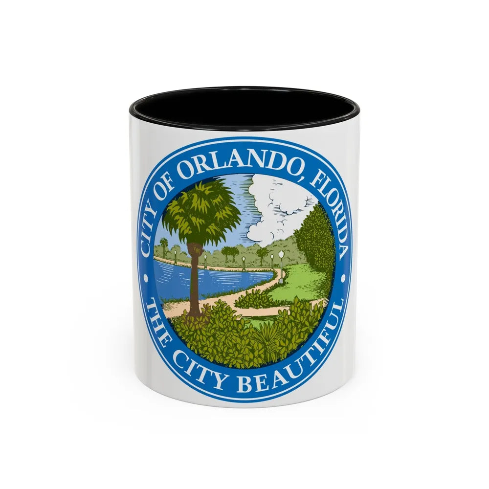 Seal of Orlando Florida - Accent Coffee Mug-11oz-Black-Go Mug Yourself