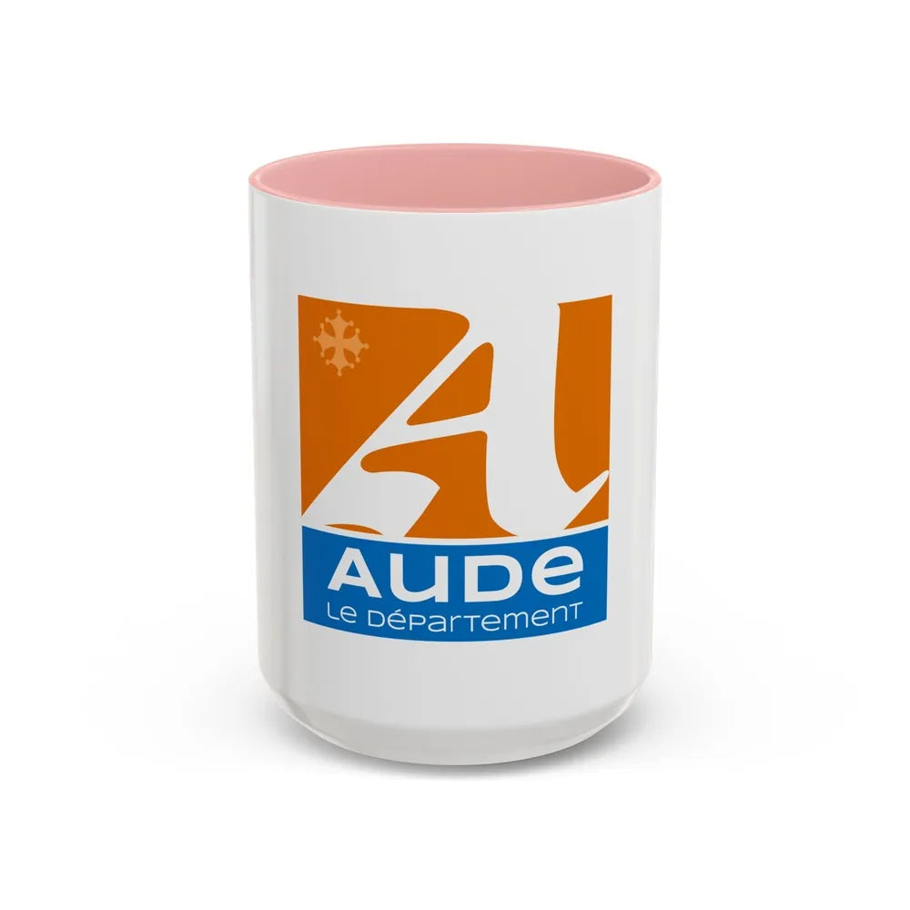 Flag of Aude France - Accent Coffee Mug-15oz-Pink-Go Mug Yourself