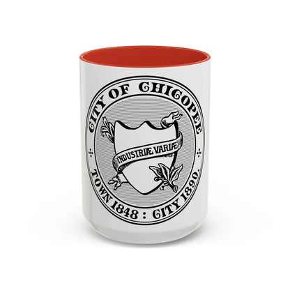 Seal of Chicopee Massachusetts - Accent Coffee Mug-15oz-Red-Go Mug Yourself