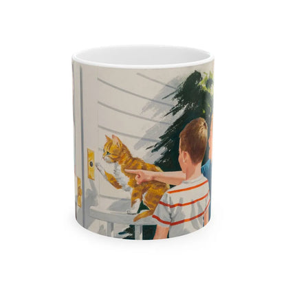 Doorbell, Dick and Jane illustration - White Coffee Mug-11oz-Go Mug Yourself