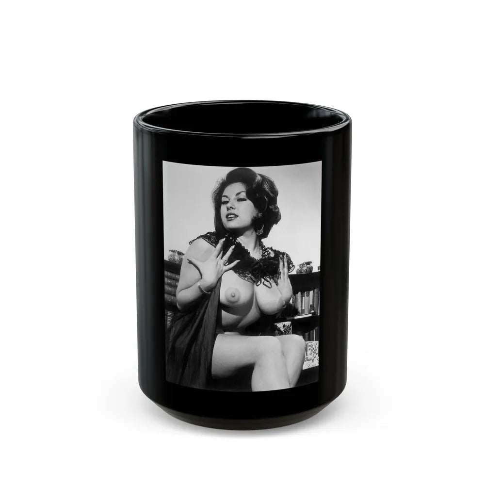 June Palmer #348 - Topless (Vintage Female Icon) Black Coffee Mug-15oz-Go Mug Yourself