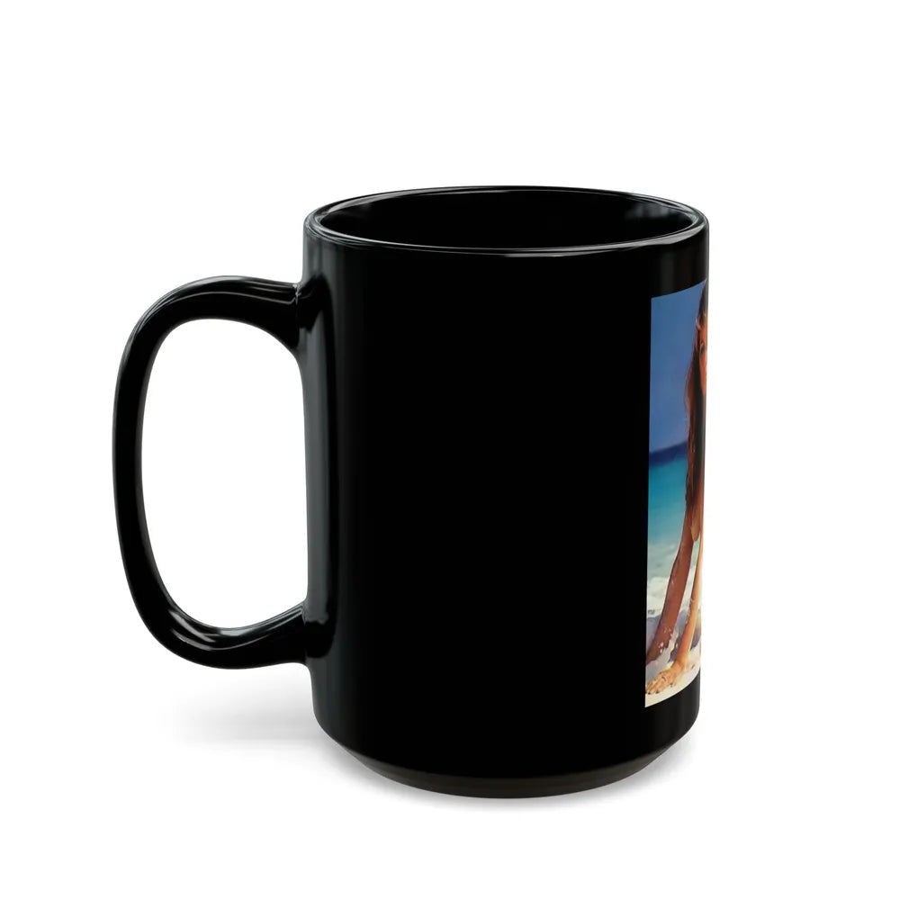 Julie Ege #127 - Topless (Vintage Female Icon) Black Coffee Mug-Go Mug Yourself