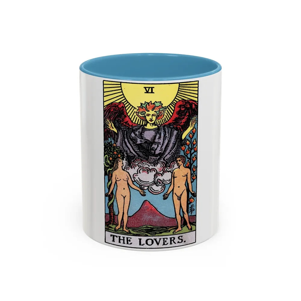 The Lovers (Tarot Card) Accent Coffee Mug-11oz-Light Blue-Go Mug Yourself