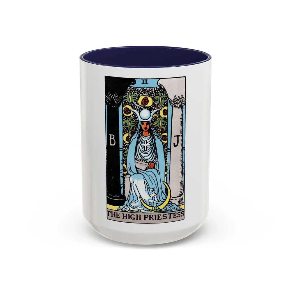 The High Priestess (Tarot Card) Accent Coffee Mug-15oz-Navy-Go Mug Yourself