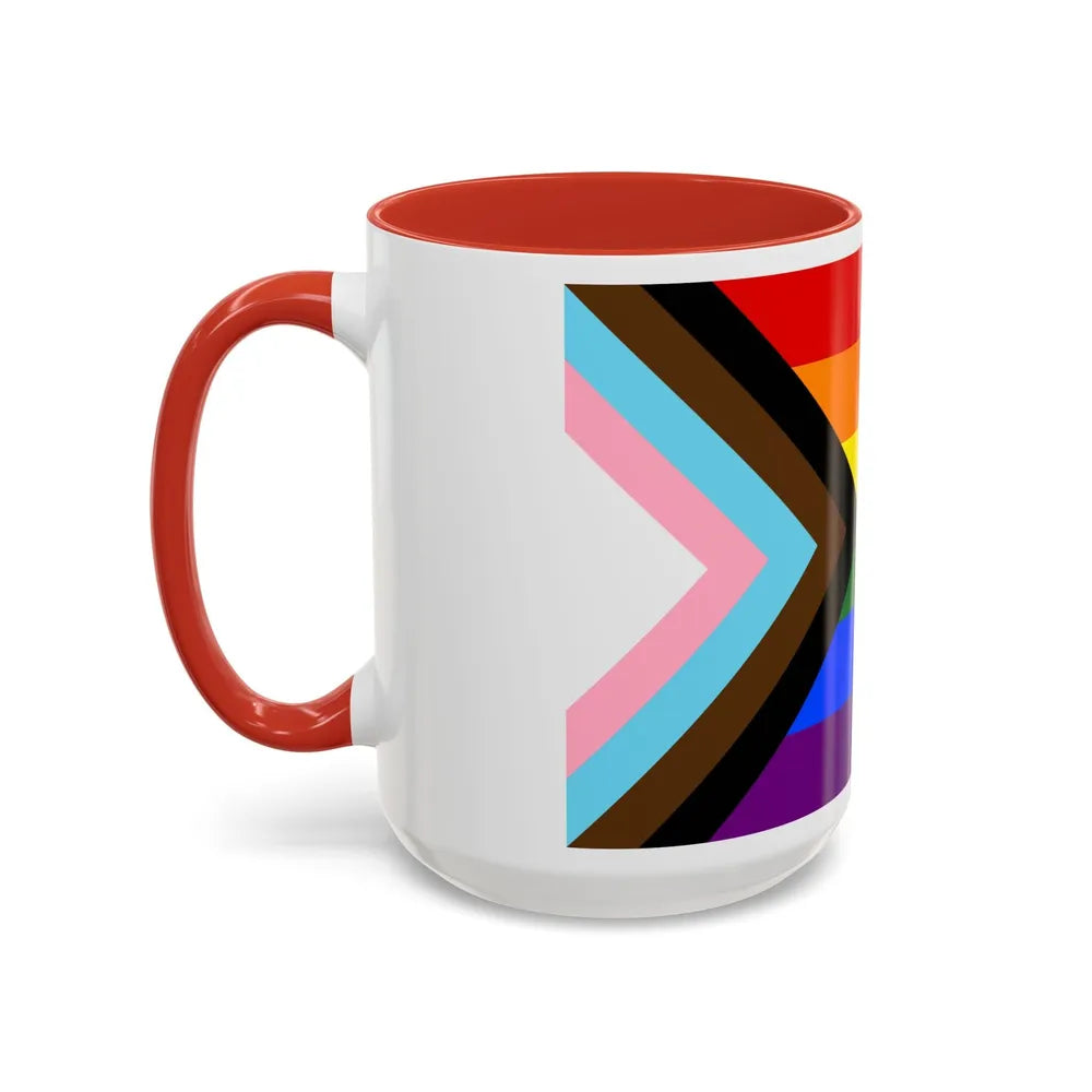 LGBTQ+ rainbow flag Quasar Progress Pride Flag - Accent Coffee Mug-Go Mug Yourself