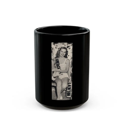 Penny Duncan #71 - [Pages 42] 1 small cropped B&W Miss America Title Pin-Up Photo from REAL FOR MEN Mag. Jan. '53 (Vintage Female Icon) Black Coffee Mug-15oz-Go Mug Yourself