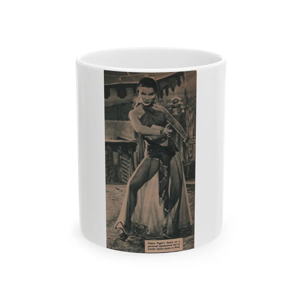 Debra Paget #516 - Magazine Clipping B&W Photo & Caption from 1954 ''Princess of The Nile'' '54 Promo Photo (Vintage Female Icon) White Coffee Mug-11oz-Go Mug Yourself