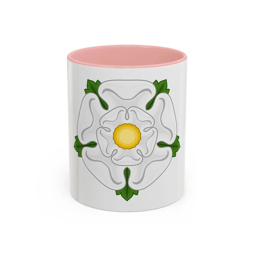 White Rose Badge of York - Accent Coffee Mug-11oz-Pink-Go Mug Yourself