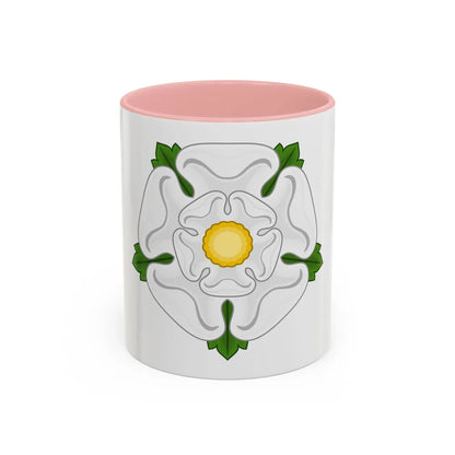 White Rose Badge of York - Accent Coffee Mug-11oz-Pink-Go Mug Yourself