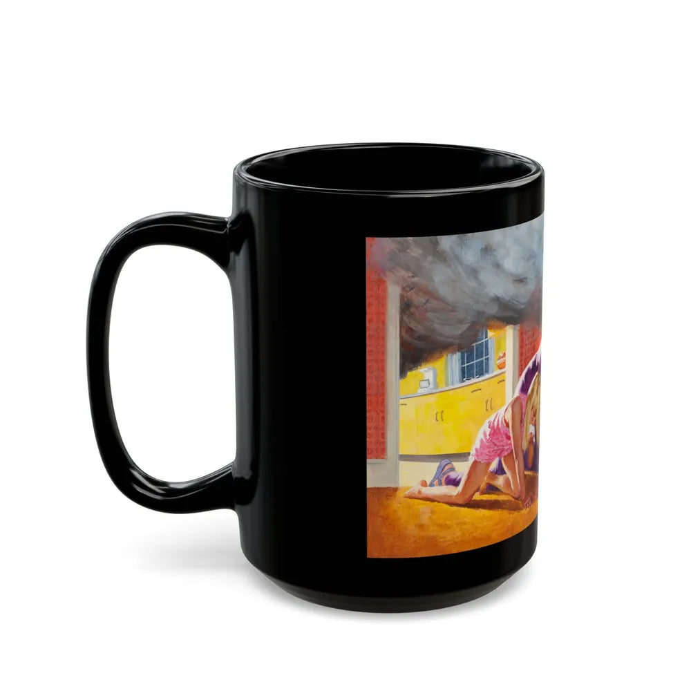 Escaping the Fire, NFPA advertisement - Black Coffee Mug-Go Mug Yourself