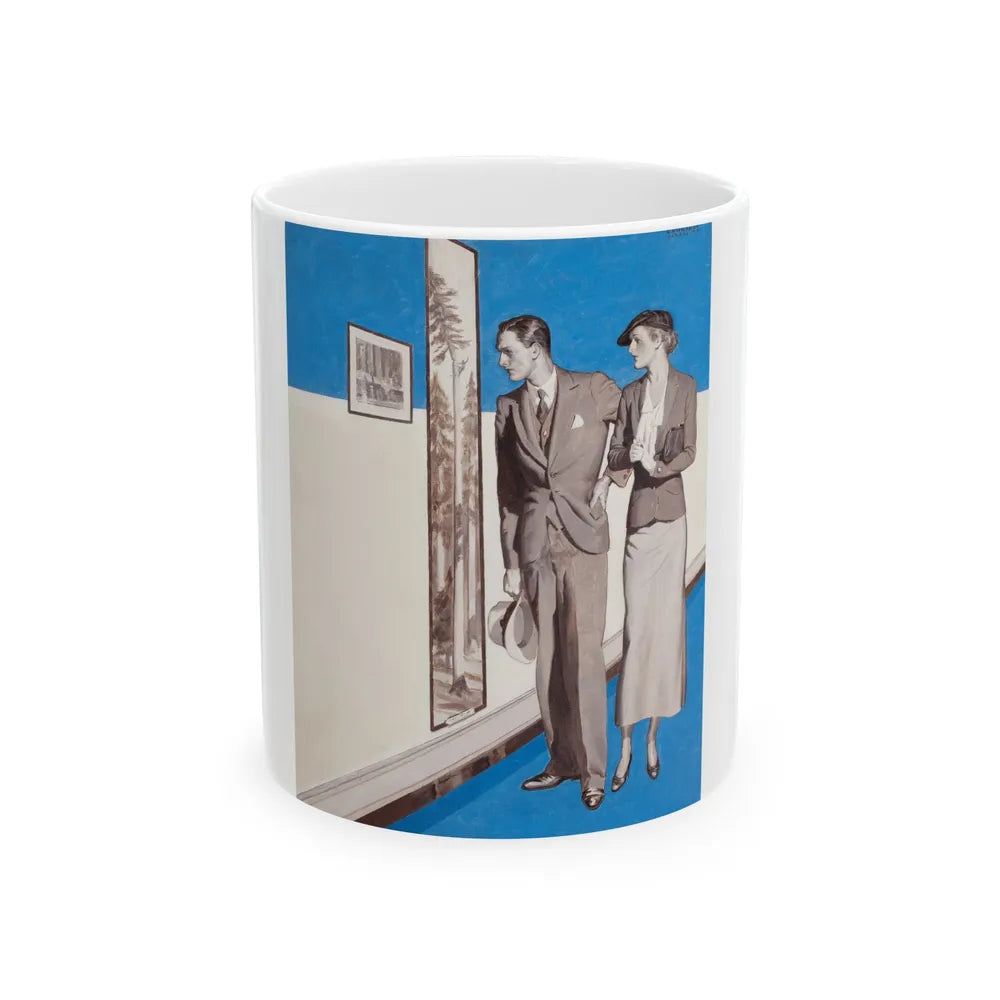 Couple Observing Art - White Coffee Mug-11oz-Go Mug Yourself