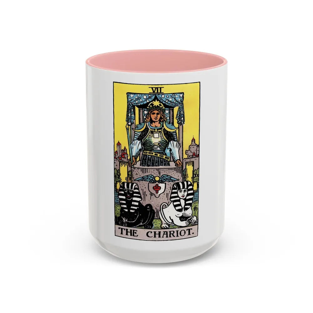 The Chariot (Tarot Card) Accent Coffee Mug-15oz-Pink-Go Mug Yourself