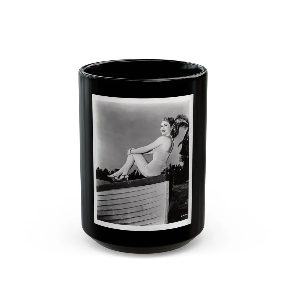 Lori Nelson #231 - Irving Klaw Negative Struck 8x10 1950's 1 Piece Swimsuit Pin-Up Cheesecake Photo (Vintage Female Icon) Black Coffee Mug-15oz-Go Mug Yourself