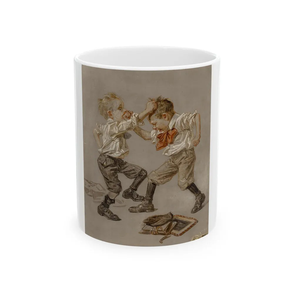 Fight Between Two Boys, Saturday Evening Post cover study, 1911 - White Coffee Mug-11oz-Go Mug Yourself