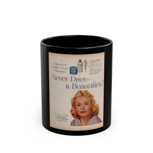 Virginia Mayo #226 - 10x13 1954 Color Glamour Portrait Lustre-Creme Shampoo Page (Vintage Female Icon) Black Coffee Mug-11oz-Go Mug Yourself