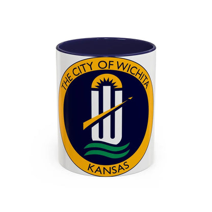 Seal of Wichita Kansas - Accent Coffee Mug-11oz-Navy-Go Mug Yourself