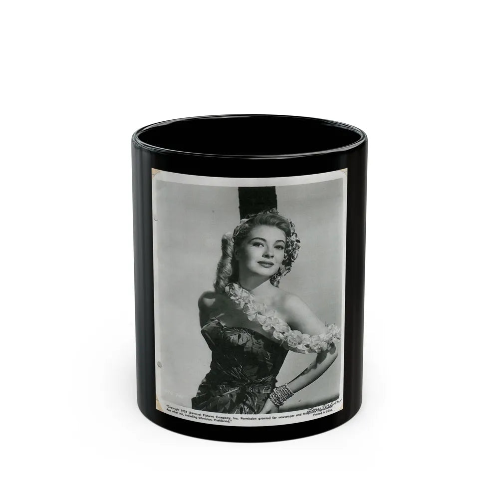 Lori Nelson #58 - Printed & Scanned (Vintage Female Icon) Black Coffee Mug-11oz-Go Mug Yourself