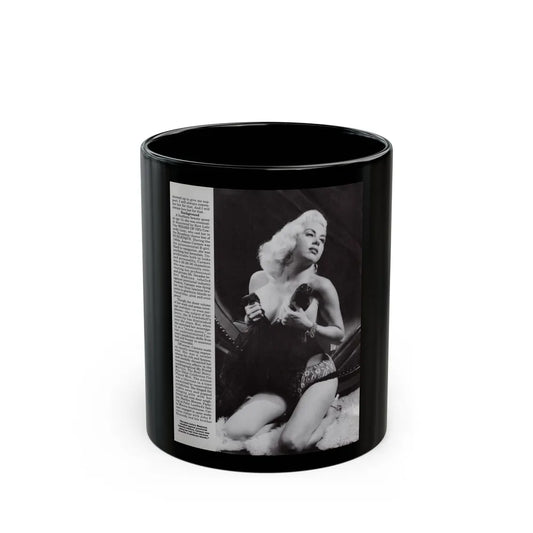 Jeanne Carmen #118 - Pages 4 of 14 with, 1 Large B&W Photo & Article from Femme Fatales Mag. Oct. '95 (Vintage Female Icon) Black Coffee Mug-11oz-Go Mug Yourself