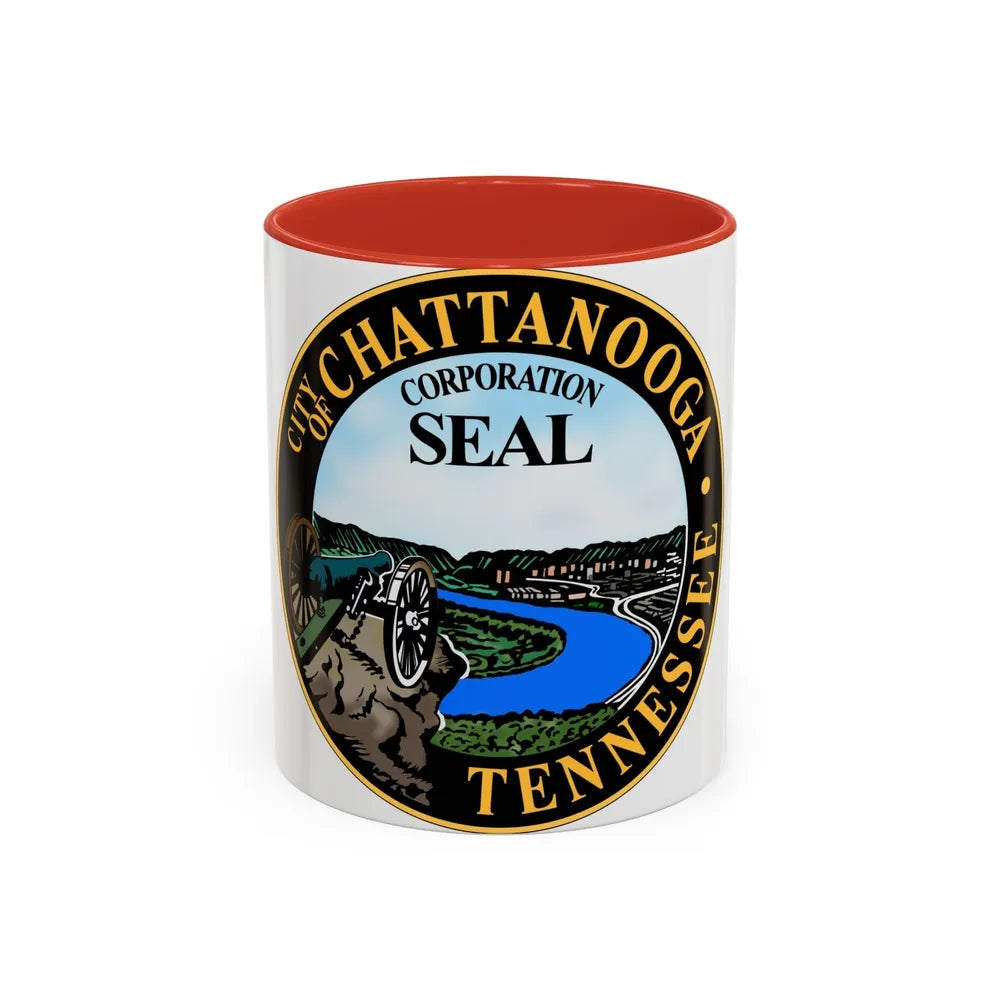 Seal of Chattanooga Tennessee - Accent Coffee Mug-11oz-Red-Go Mug Yourself