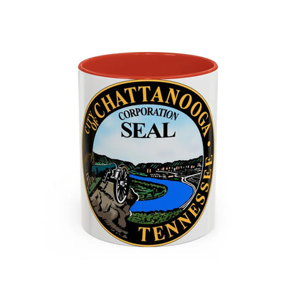 Seal of Chattanooga Tennessee - Accent Coffee Mug-11oz-Red-Go Mug Yourself