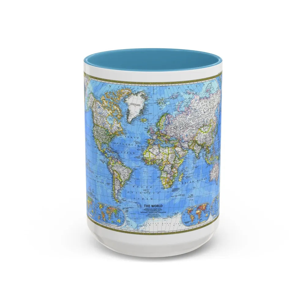 World Map (1981) (Map) Accent Coffee Mug-15oz-Light Blue-Go Mug Yourself