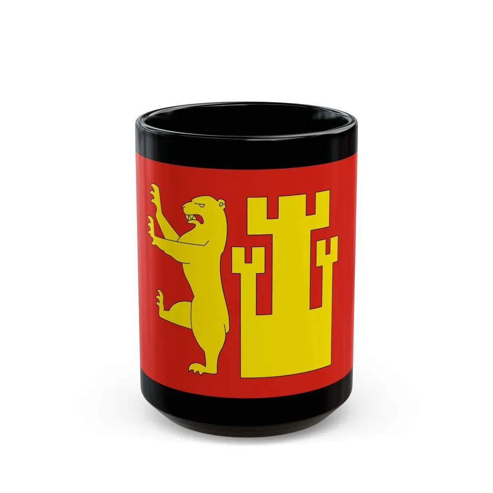 Flag of Fredrikstad Viken Norway - Black Coffee Mug-15oz-Go Mug Yourself