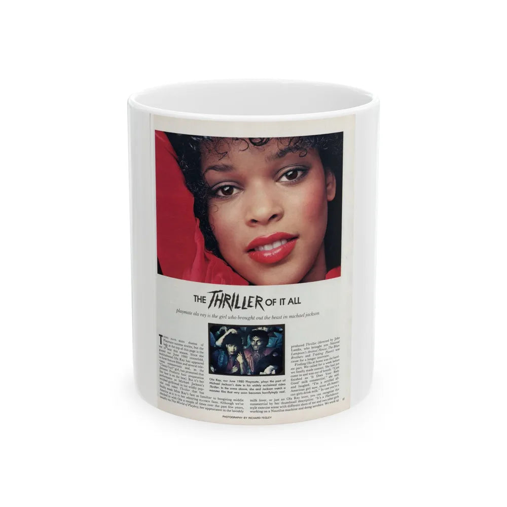 Ola Ray #134 - [Pages 87] Ola Playboy Spread Pages 1 of 5 from Playboy Mag. May '84 (Vintage Female Icon) White Coffee Mug-11oz-Go Mug Yourself