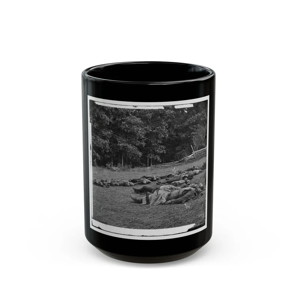 Gettysburg, Pa. Confederate Dead Gathered For Burial At The Southwestern Edge Of The Rose Woods, July 5, 1863 (U.S. Civil War) Black Coffee Mug-15oz-Go Mug Yourself