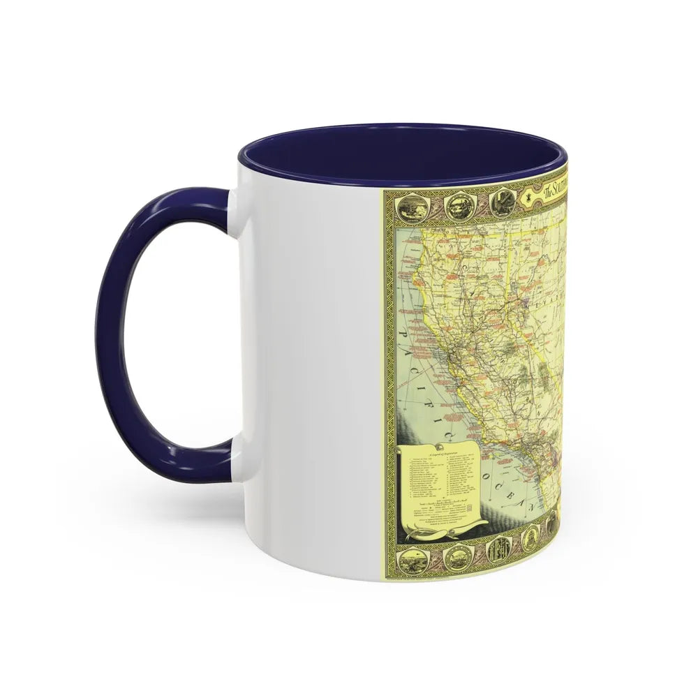 USA - Southwestern (1940) (Map) Accent Coffee Mug-Go Mug Yourself