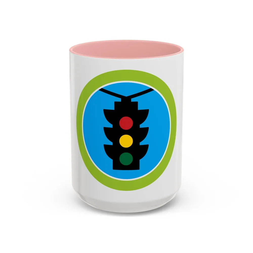 Traffic Safety (Boy Scout Merit Badge) Accent Coffee Mug-15oz-Pink-Go Mug Yourself