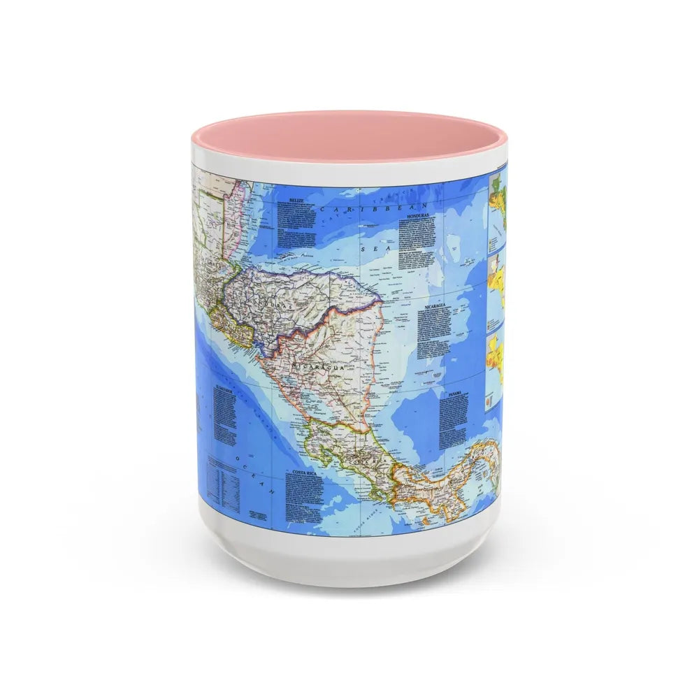 Central America (1986) (Map) Accent Coffee Mug-15oz-Pink-Go Mug Yourself