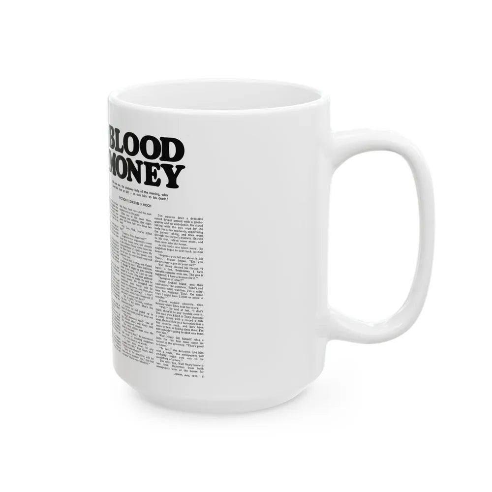 Blood Money, Adam magazine, July 1973 - White Coffee Mug-Go Mug Yourself