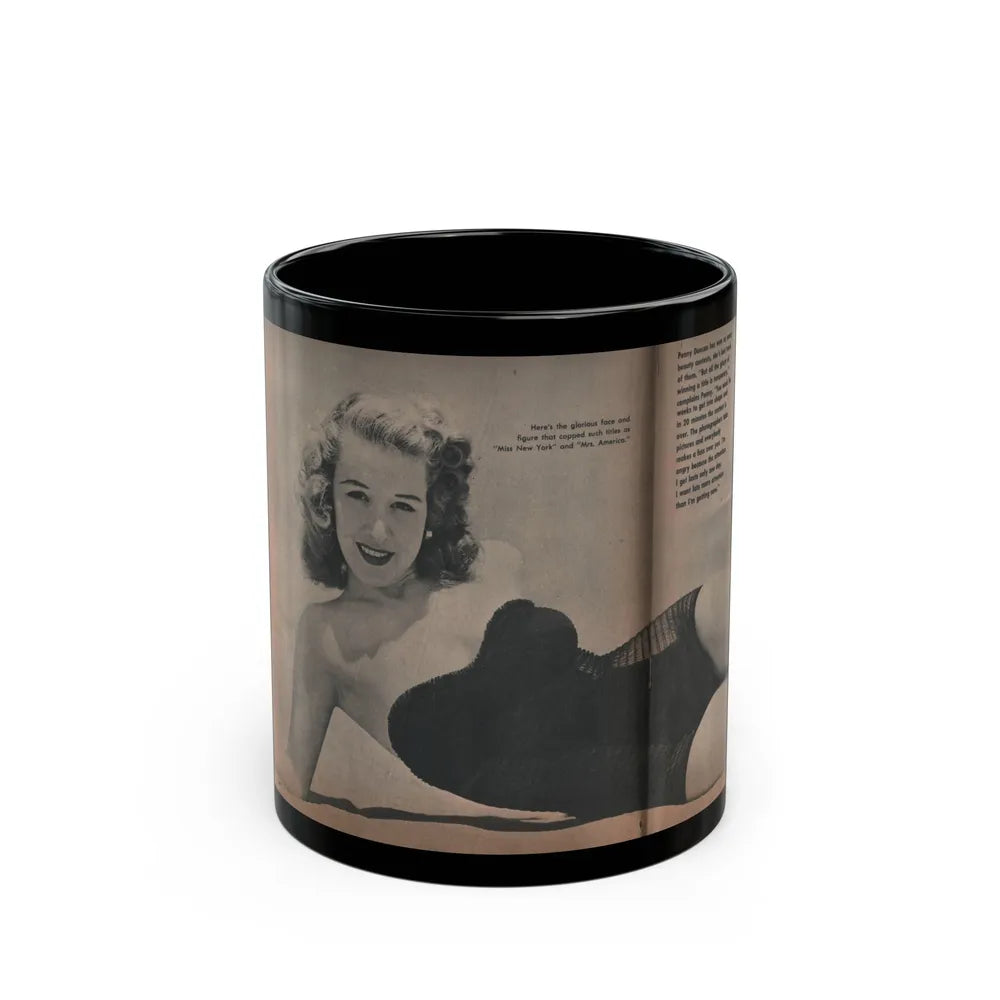 Penny Duncan #26 - [Pages 34 35] Pages 1 & 2 of 2 with, Penny+1 B&W Centerfold Photo, Caption & Paragraph from GALA Mag. Jan. '53 (Vintage Female Icon) Black Coffee Mug-11oz-Go Mug Yourself