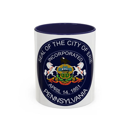 Seal of Erie Pennsylvania - Accent Coffee Mug-11oz-Navy-Go Mug Yourself