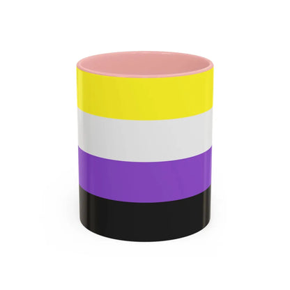 Nonbinary Pride Flag - Accent Coffee Mug-11oz-Pink-Go Mug Yourself