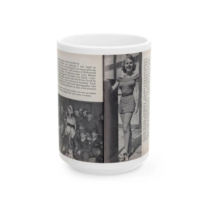 Terry Moore #459 - 66 PHOTOGRAPHS OF Terry MOORE U.K. Pocket Mag. Pages 48 & 49 (Vintage Female Icon) White Coffee Mug-15oz-Go Mug Yourself