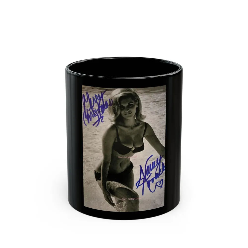 Nancy Kovack #67 (Vintage Female Icon) Black Coffee Mug-11oz-Go Mug Yourself