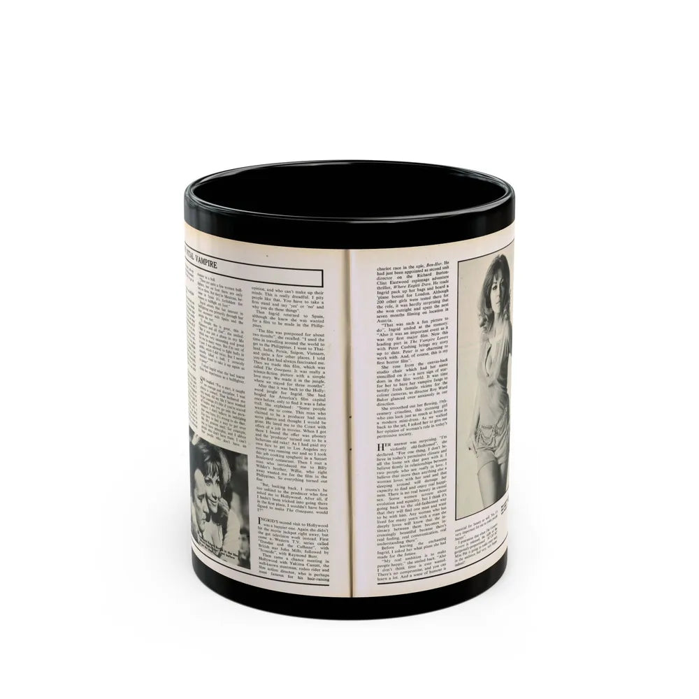 Ingrid Pitt #102 - Mag. Pages (Vintage Female Icon) Black Coffee Mug-11oz-Go Mug Yourself